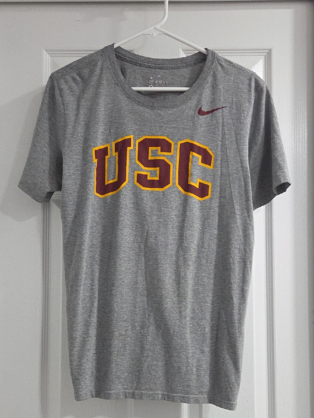 Nike Gray USC Short Sleeve Crew Tee with Maroon & Gold Logo